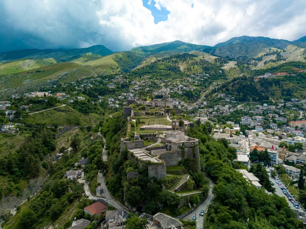 Panoramic view from Gjirokastër Castle overlooking the valley